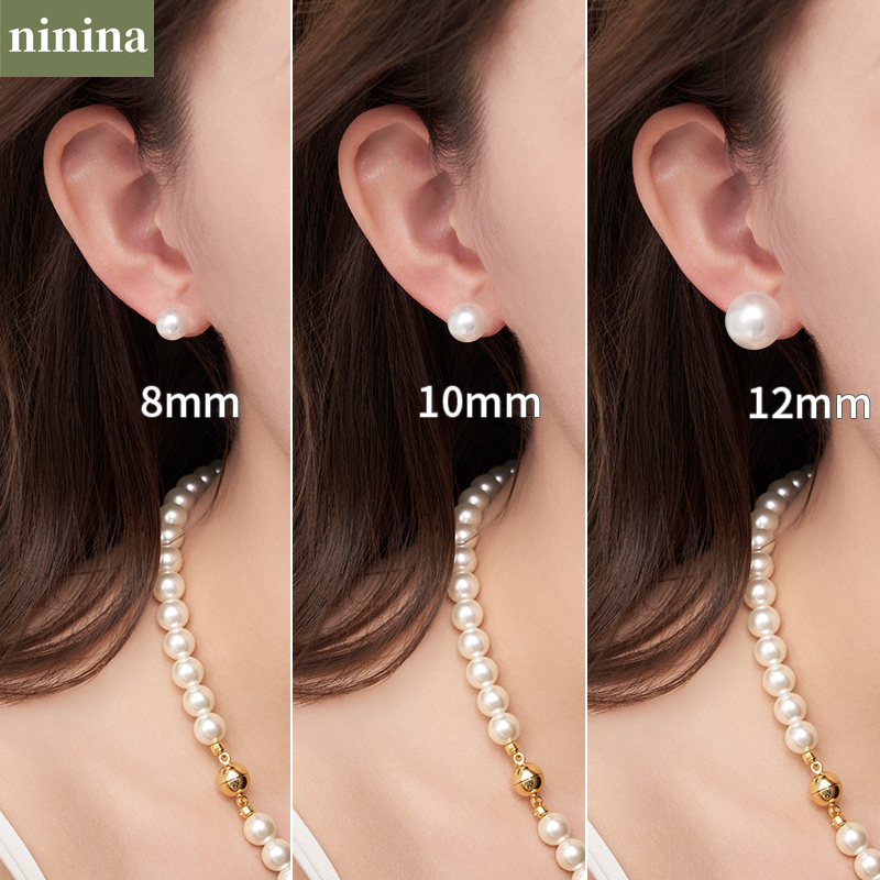 12mm珍珠耳环法式女轻奢高级感
