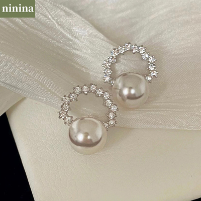 NININA珍珠镶钻耳环气质送女友