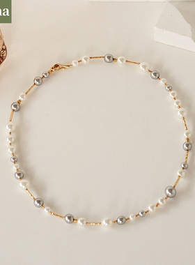 NININA减龄混彩强光珍珠项链女