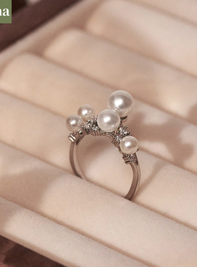 满天星珍珠戒指NININA锆石小众女