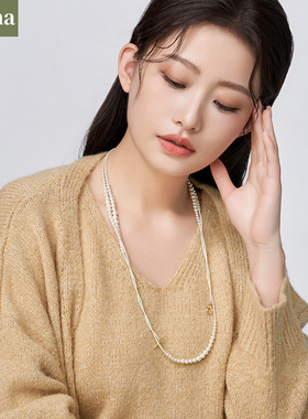 NININA施家渐变珍珠秋冬高端毛衣链女轻奢小众高级感长款双层叠戴