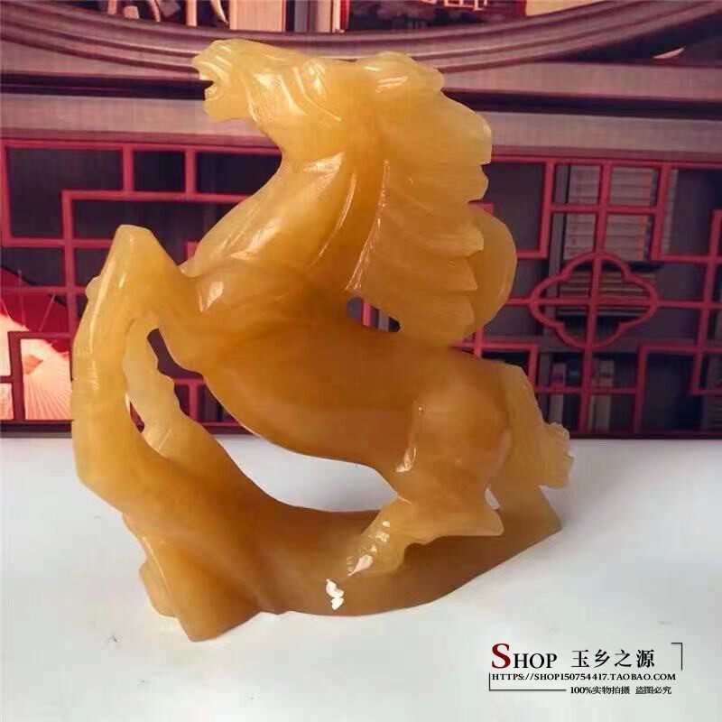 速发黄玉生肖马摆件马到功成家居客厅酒柜办公桌装饰品工艺品