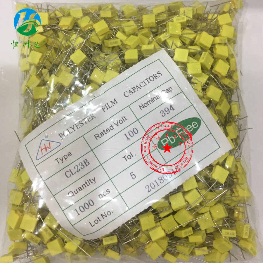 厂家直供CL23B校正电容394J100V 0.39UF100V方块全系列