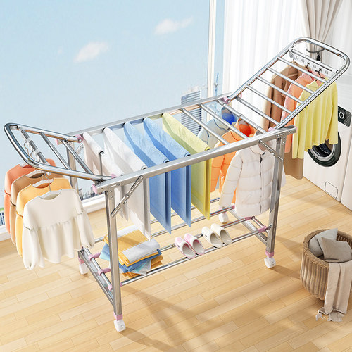 极速折叠晾衣架落地室内家用阳台晒衣架室外婴儿凉晒Y挂衣杆晒被