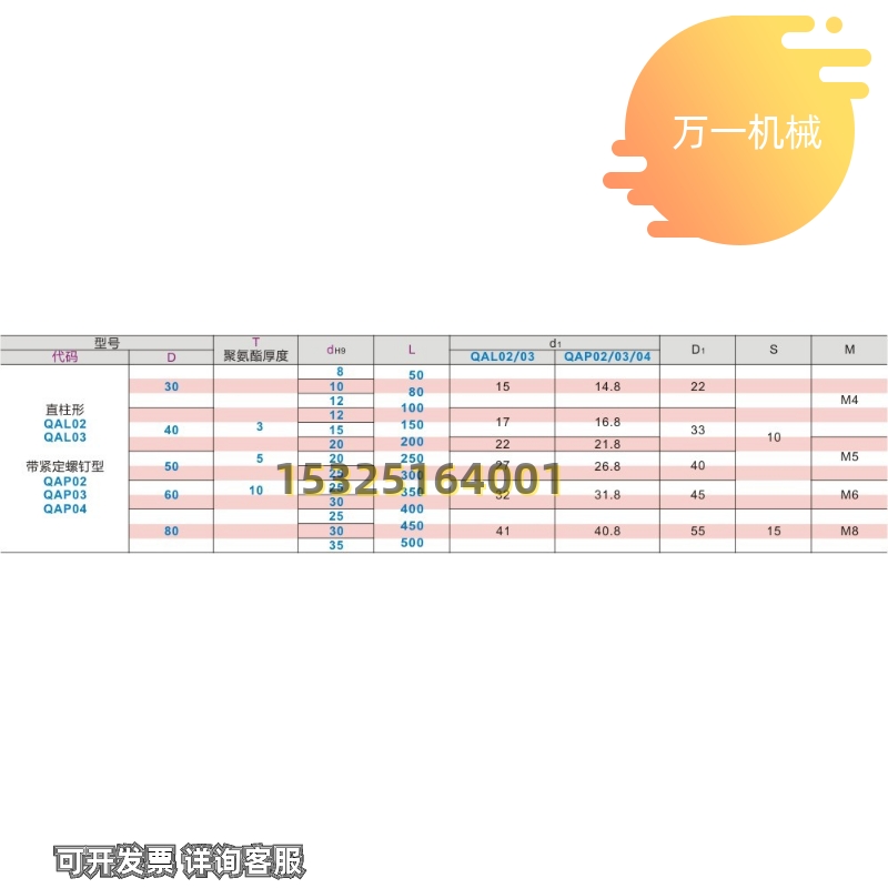 极速滚轮滚筒配管型直柱形带衬层QAL02 03QAP02 L03 04-30/40/50/
