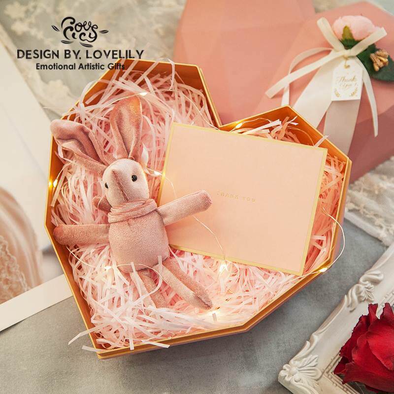 极速礼物盒少女心空盒子爱心伴娘伴手礼盒包装盒大小X号口红生日