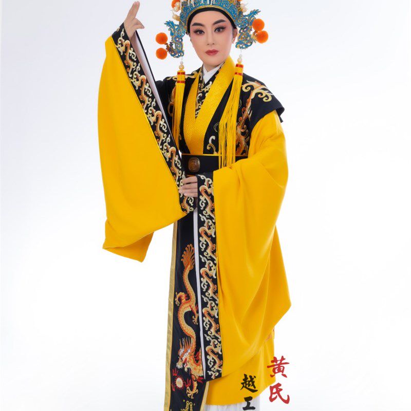 新品新款古装汉h服越剧歌仔戏汉文皇后皇帝小生衣皇帝衣大袖子汉