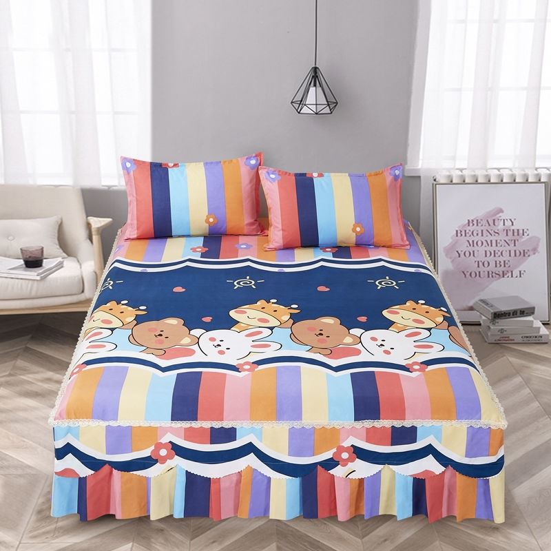 极速ins床裙式床罩单件1.u51.8m四季防滑新款床单保护套床围床笠