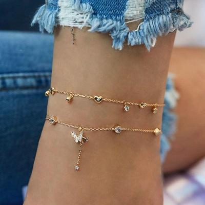 极速Hot Summer oho 123Buttwelrfy Anklet For Wmoen Gold Multi