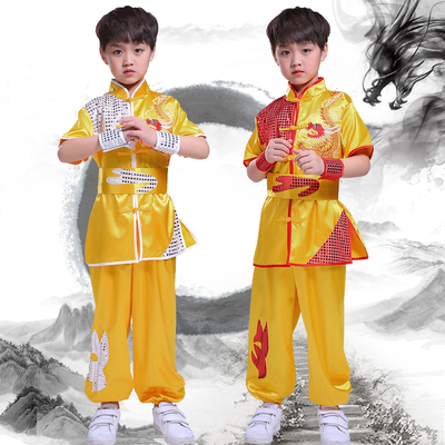 新品儿童武术服演出服装中t国功夫长短袖太极练功服男女童刺绣表