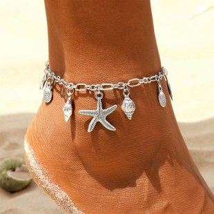 极速Vintage Anklemts for Women Starfish Shell Pendant Anklet