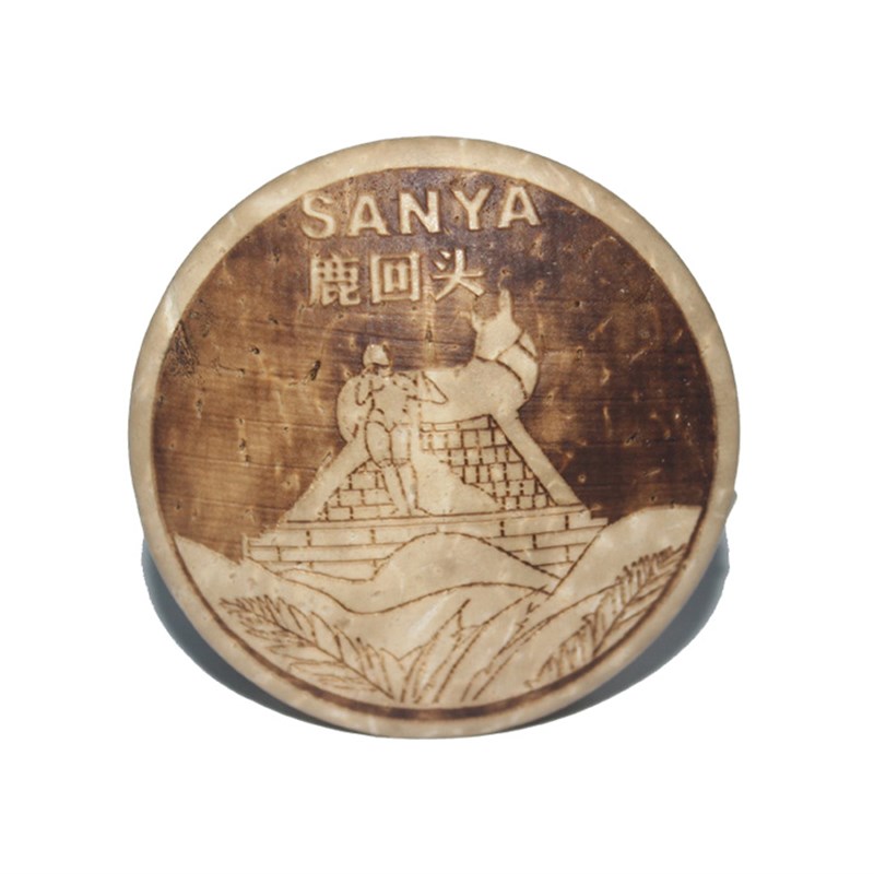 极速海南文创椰雕冰箱三亚各景区创意椰壳冰箱贴留U言贴旅游纪念