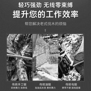 极速4寸轻d便迷你单手锯果树修枝锯户外园林充电伐木锂电锯电动锯