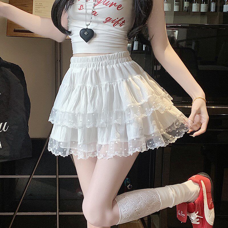 极速2025春季芭蕾风蕾丝花边半身裙蛋糕裙女高腰显V瘦防走光蓬蓬