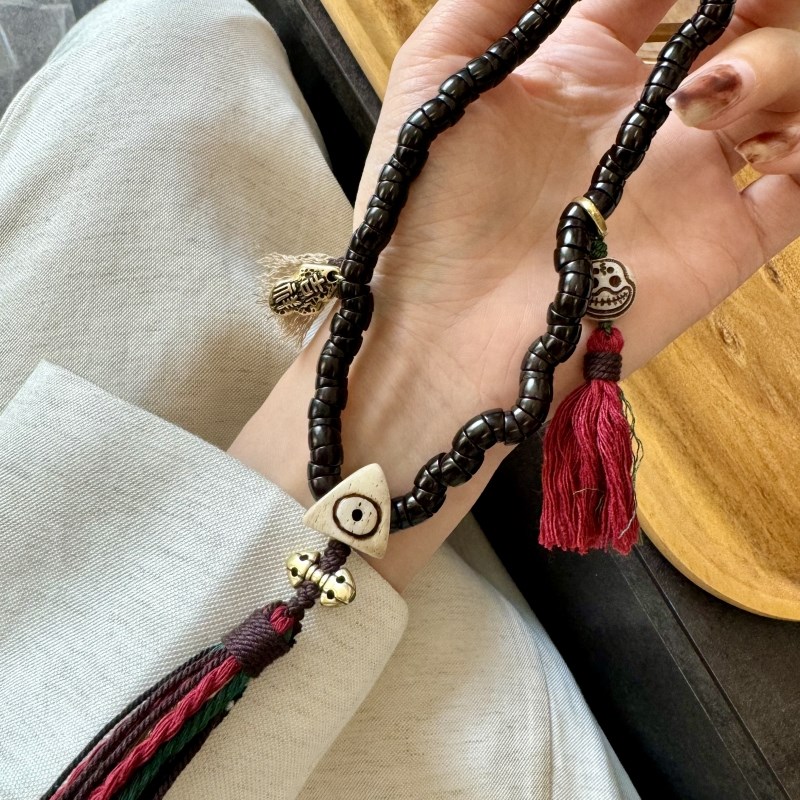 极速椰蒂大肠手持手链搭配菱镁矿大肠做旧阿呆三通T纯铜吉祥如意S