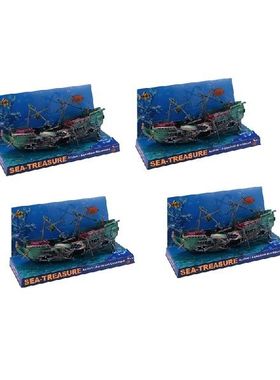 极速4X Large Aquarium Decorxation Boat Plactic Aquarium Ship