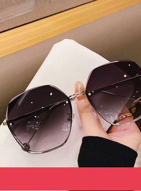 极速2022年新款无框切边圆形太阳眼镜I潮气质太阳眼镜女大脸显瘦