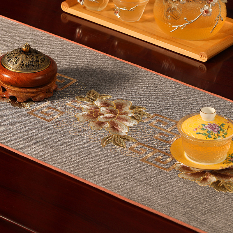 极速桌旗c轻奢高端防水茶席中式禅意新中式茶桌布茶台布艺长条茶