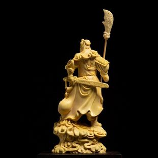 极速16CM Door Gold Guan Gong Figurine Guan Yu statue Wood St