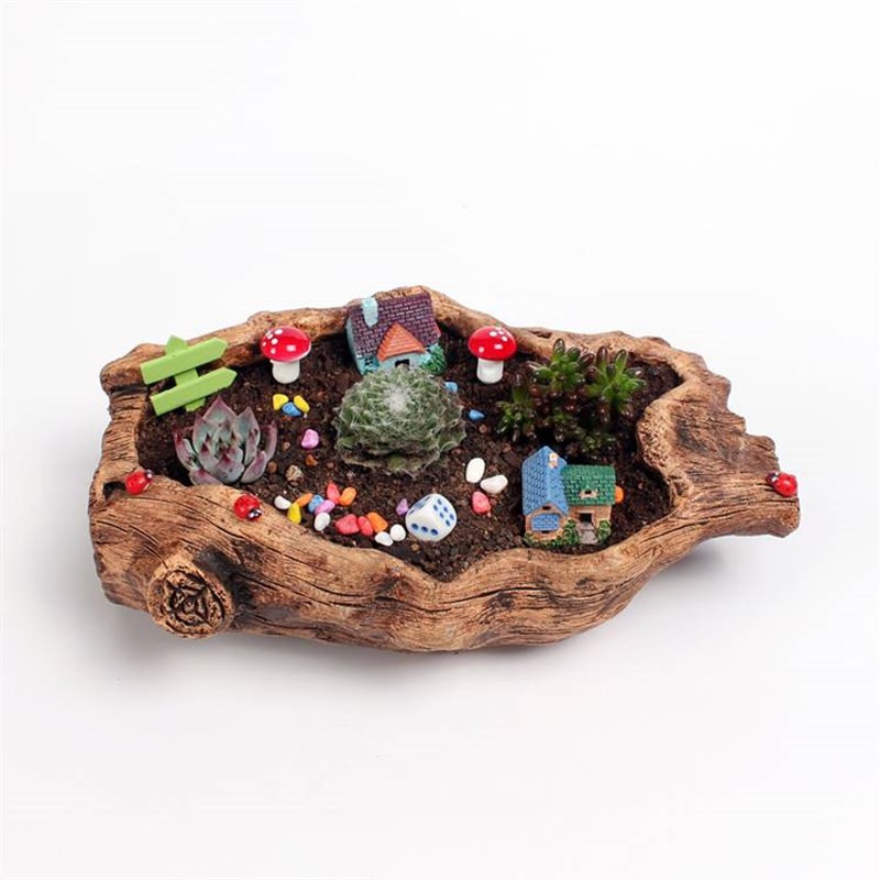 极速包邮创意个性复古水泥防树z头木头多肉花盆树根木桩绿植盆栽