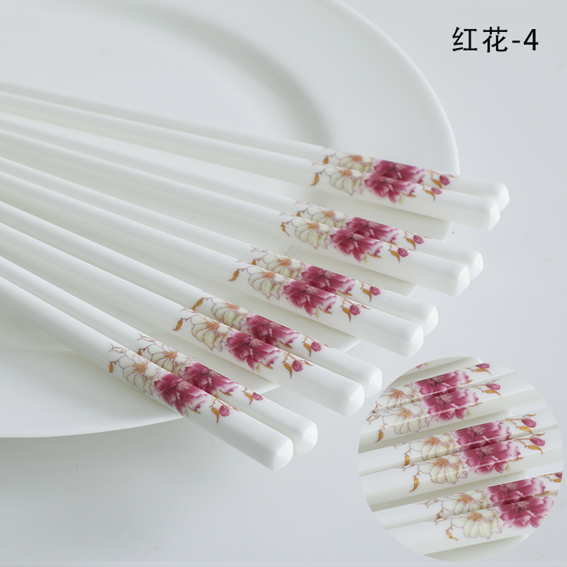 极速陶瓷筷子家用健康o环保卫生中式防滑不发霉耐高温易清洗骨瓷
