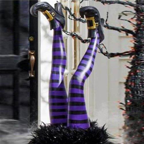 极速1 Pair Halloween Evil Witch Legs Props UOpside Down Wiza