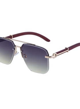 极速2023复古方框太阳眼镜男v款半框切边太阳眼镜女潮眼镜men sun