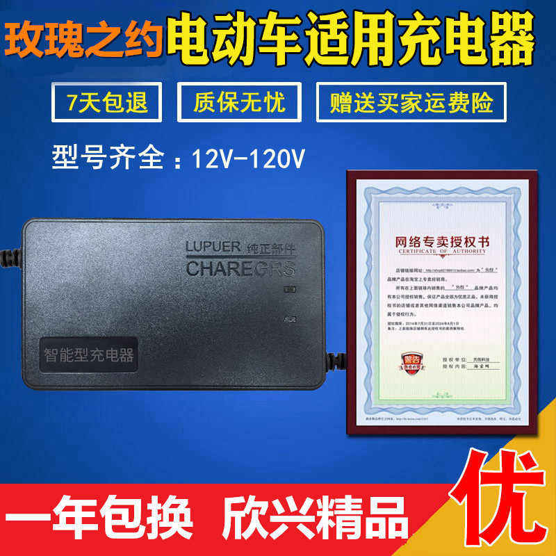 极速玫瑰之约电动车充电器原装24V48Vy12AH60V64V72V84V96V20AH通