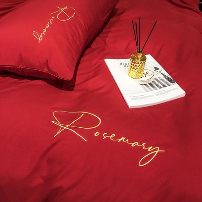 极速红色被套单件结婚婚庆床单被罩婚嫁15020Q0230新婚婚房装