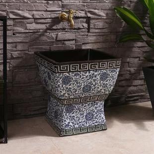 极速麦考斯 洗拖把池阳D台化妆室地盆拖布池陶瓷小号方形 MCCORS