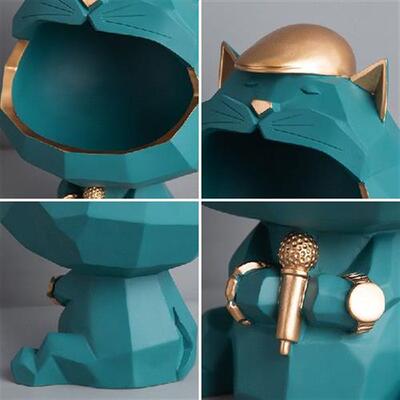 极速Resind Cat Statue Artware Sculpture Figurine Key Candy