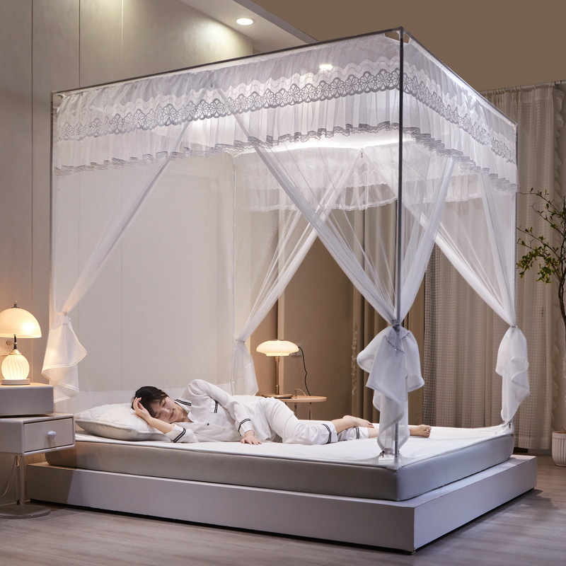 极速T型三开门蚊帐全底儿童防摔婴儿防止掉床公Q主蒙古包加密加厚