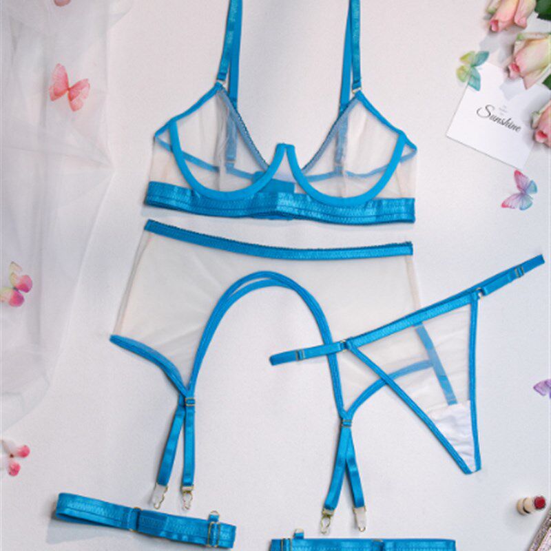 新品et 4-Pieces See Through SeamleEss Exotic Sets Fancy Unde