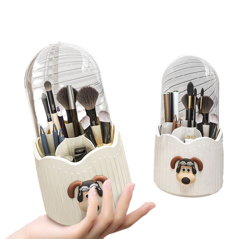 极速防尘旋转化妆品收纳盒透明化妆刷收纳K筒化妆台桌面眉笔口红