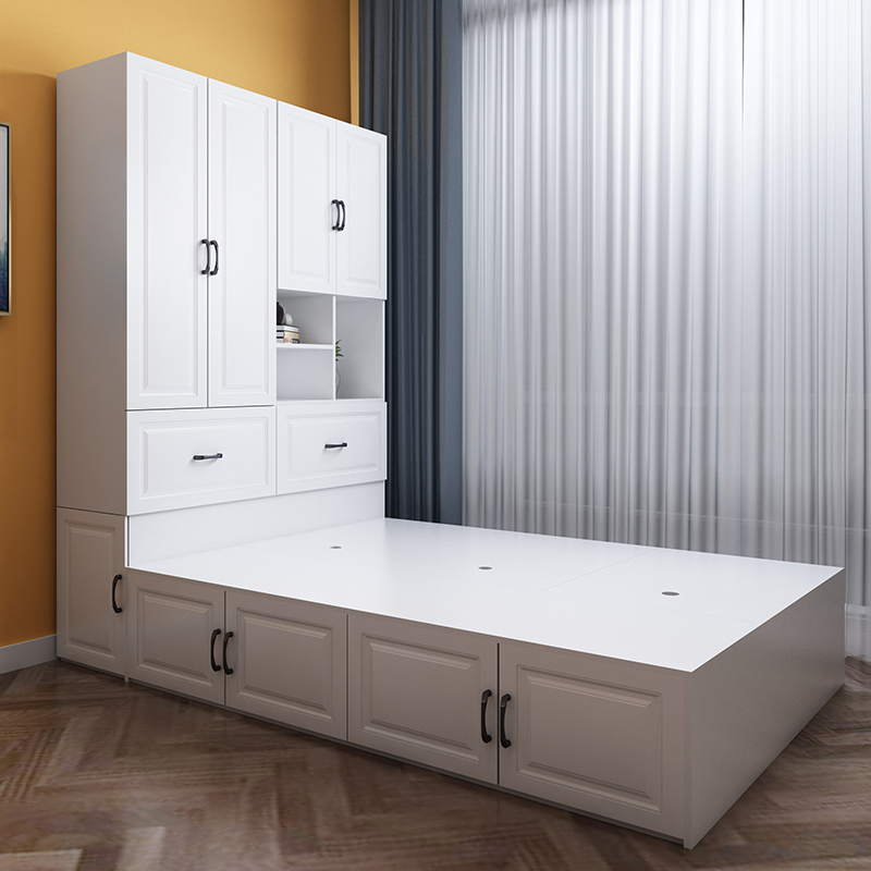 极速小户型次g卧定制整体榻榻米床衣柜一体多功能组合储物柜子落