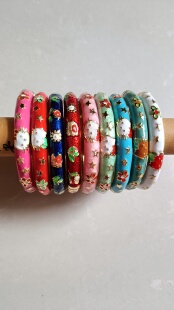 新款手绘Kitty手镯可爱复古珐琅彩开口儿童手环国潮首饰女生礼物