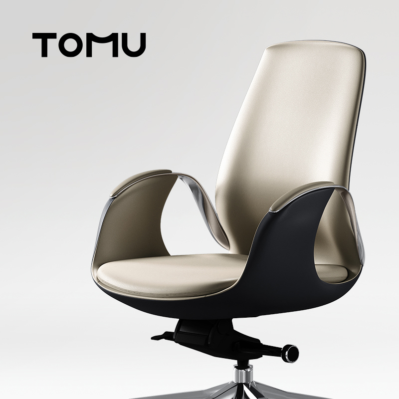 TOMU【线下同款】轻奢办公室高端真皮中班椅 家用电脑转椅办公椅