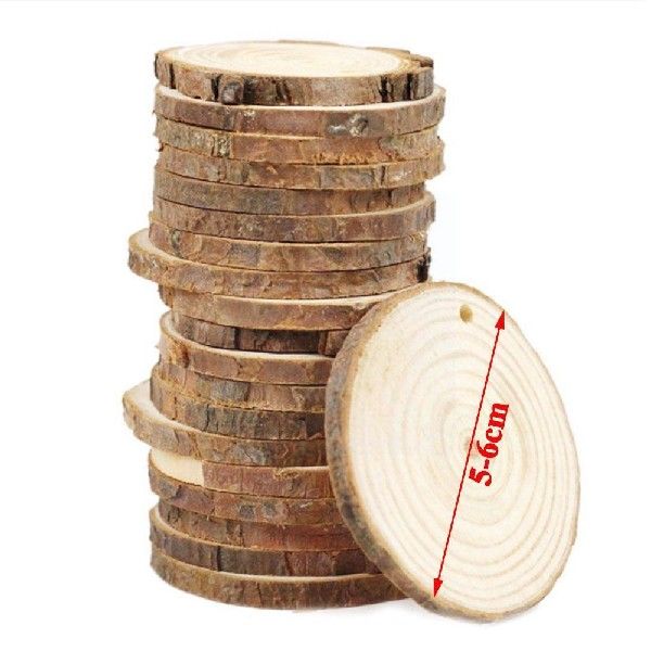 极速Wood Log Slice Disc Apxprox 5-6cm Diy Circle Round For
