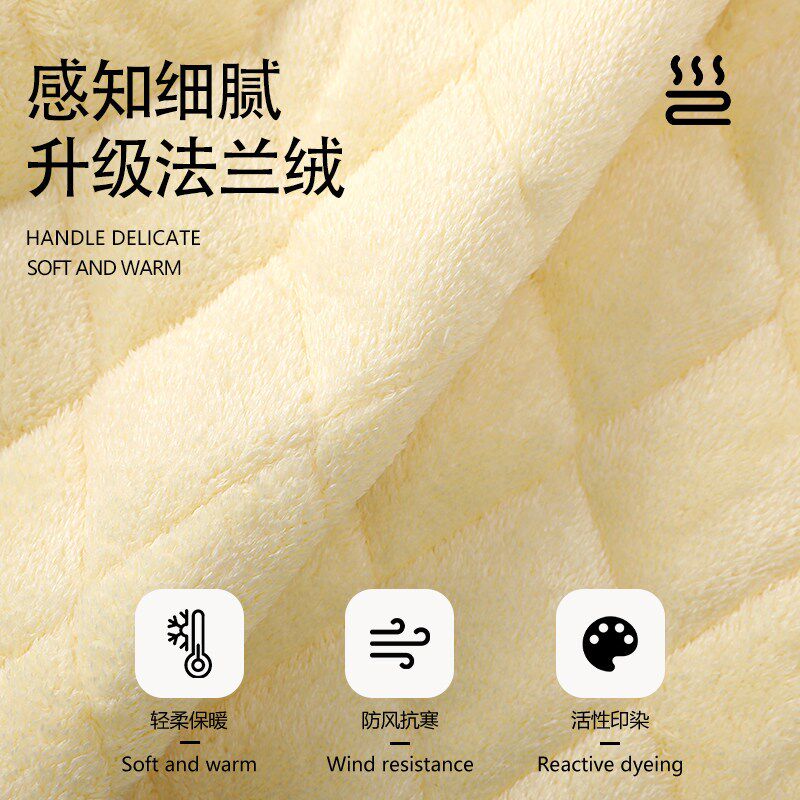 新品女款b睡袍珊瑚绒夹棉袄三层冬季连帽两件套卡通可爱厨师饼饼