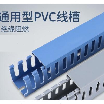 极速蓝色PVC线槽阻燃U型配x电箱柜电缆通用火明装开口齿形行线槽