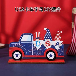 wooden 速发Independence Independence Day orn decorations