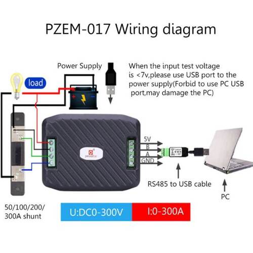 极速PZEM-01f7 DC Current Meter RS485 Interface Modbus Voltme