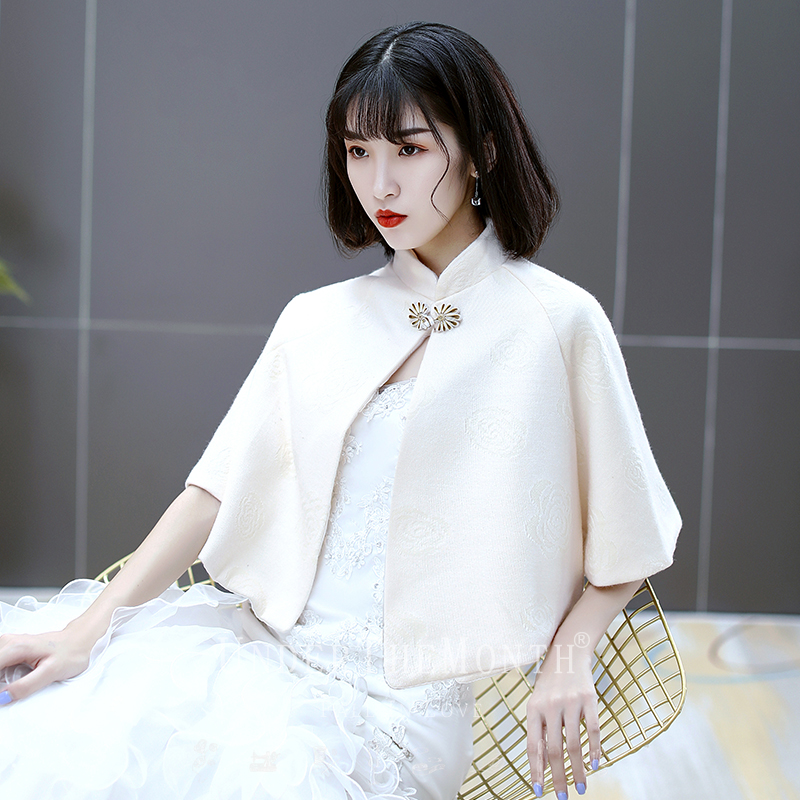 极速秋冬新娘结婚毛披肩婚v纱礼服演出服披肩外套仿皮草斗篷保暖