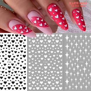 极速1PC 3De Nail Stickers Black Heart Love Self-Adhesive Sli