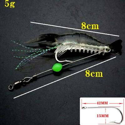 极速7pcs 8cm 5g Lumnous Fvake Shrmp Soft Slcone Artfcal Ba