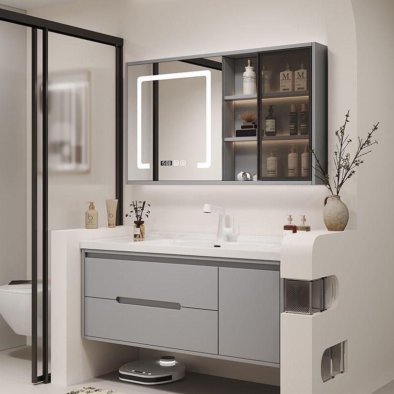 轻奢橡木烤漆门板浴室柜组合陶瓷一体盆J卫生间洗漱台洗手盆洗脸