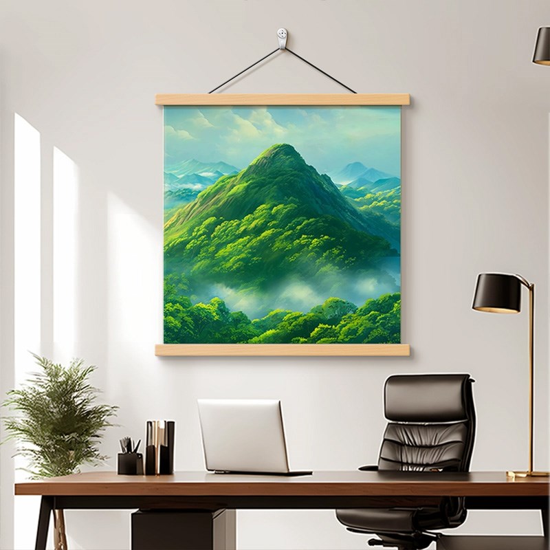 青山图玄关装饰画现代简约客厅餐厅背景墙挂画有山无水靠山画壁画