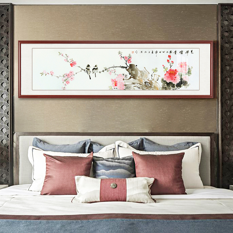 国画牡丹挂画花开富贵手绘真迹客A厅沙发背景墙卧室床头装饰画风图片