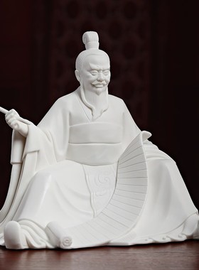 迎财神中式陶瓷《商圣 财神范蠡》人物白瓷摆件客厅玄关酒柜装饰