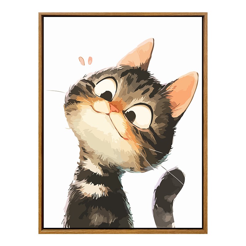 可爱搞怪猫咪diy数字油画儿童油C画艺术装饰客厅餐厅高级感丙烯画图片